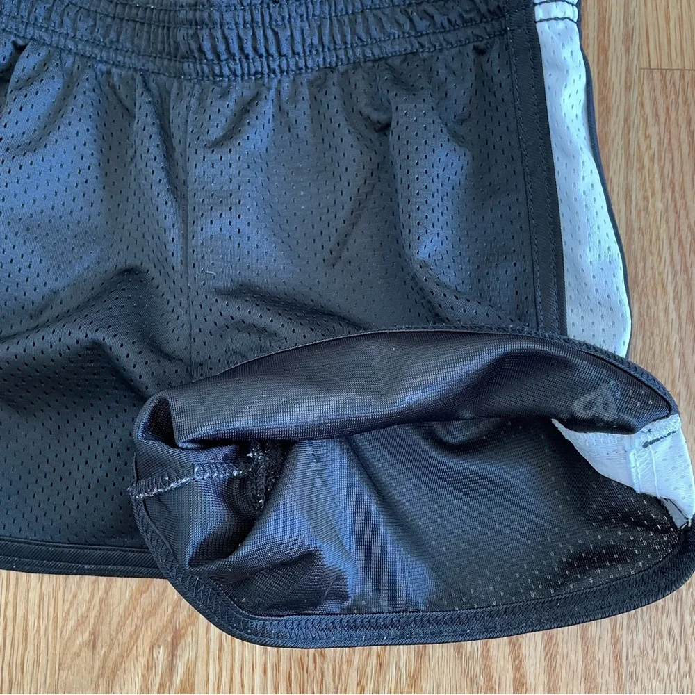JUSTICE Active Mesh Athletic Shorts Black with White Side Stripes Girls Size 10